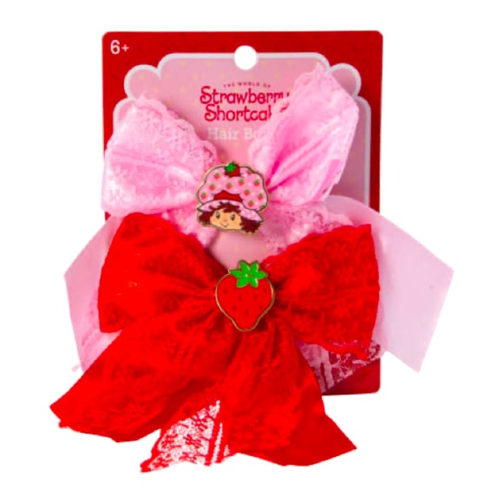 Strawberry Shortcake 2 Pack Lace Hair Bows NWT